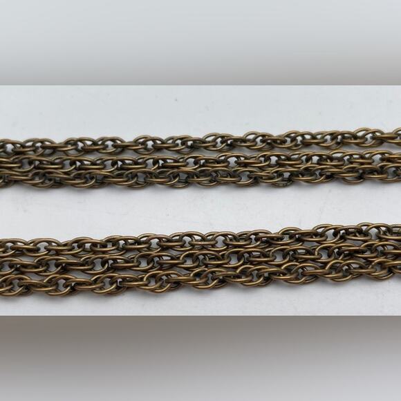 Vintage German Blue & Red Brass Tone Tassel Chain Statement Unique Rare Necklace - Picture 5 of 6